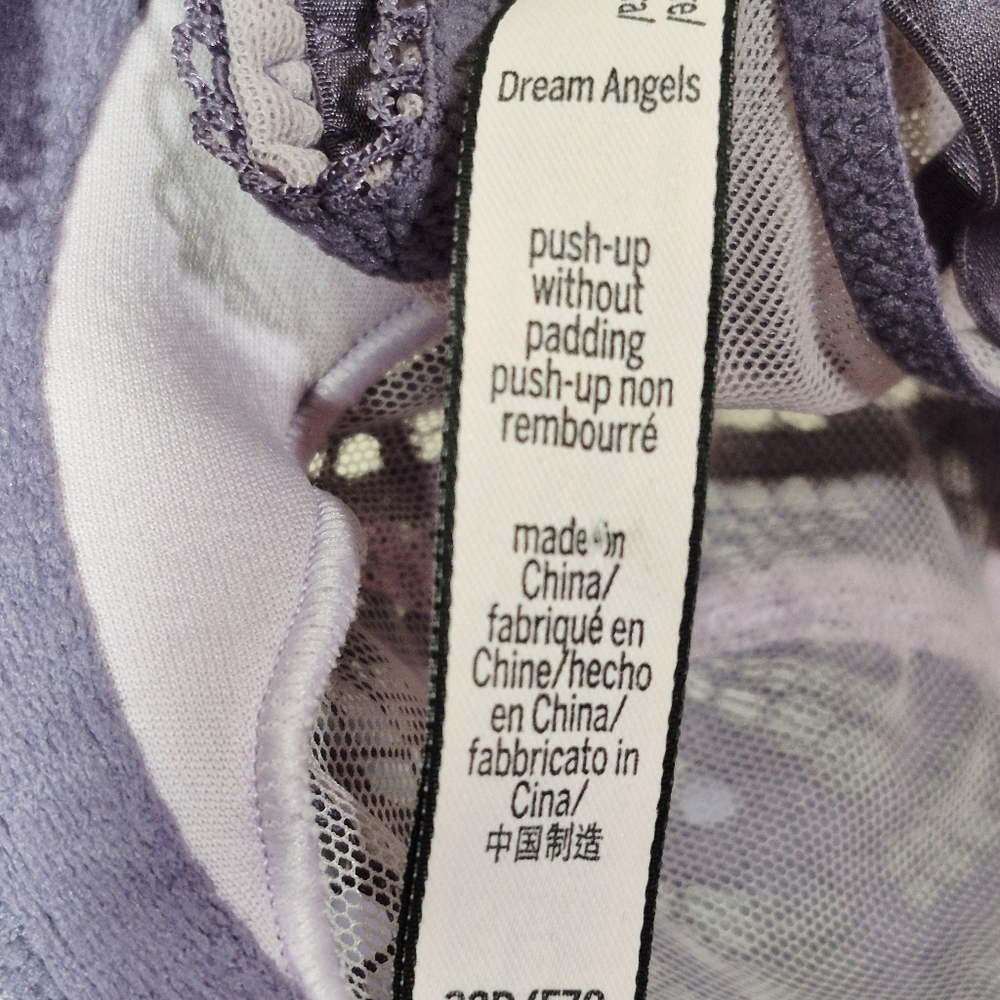 32D Victoria's Secret Dream Angels Push Up Without Padding Uw Bra Lavender - Picture 8 of 9